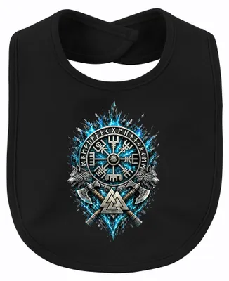 Zdjęcie produktu dla Vegvisir, wilk, topór, Valknut, runy, nordyckie, Walhalla, Odyn, dla niemowląt, czarny, uniwersalny rozmiar