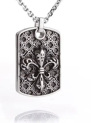Produktbild von Karisma Edelstahl Anhänger Dog Tag Bourbonische Lilie Geschwärzt Und Edelstahl Kette- Herrenschmuck - 55 Zentimeter