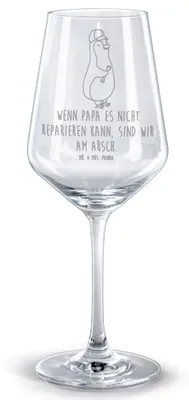 Produktbild von Mr. & Mrs. Panda Weinglas Wenn Papa es nicht reparieren kann, sind wir am Arsch - Transparent - Geschenk, Schraubenschlüssel, Muttertag, graviert, Bordeauxglas, Vatertag