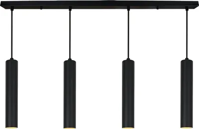 Produktbild von Lineare Vierfach-Pendelleuchte – Minimalistisches Design mit 30cm Röhren – GU10-Fassung – Mattschwarz