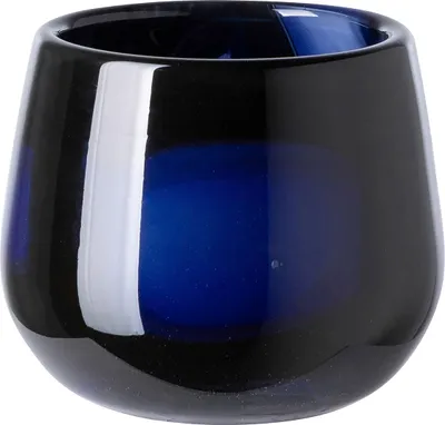 Produktbild von Fink MARLY, Glasvase, Windlicht, Glas, glatt, blau , schwarz, L. 11 cm, B. 11 cm, H. 9.5 cm, D. 11 cm 115428