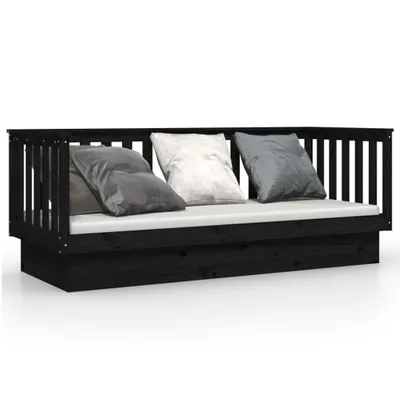 Produktbild von Tagesbett Schwarz 90x190 cm Massivholz Kiefer