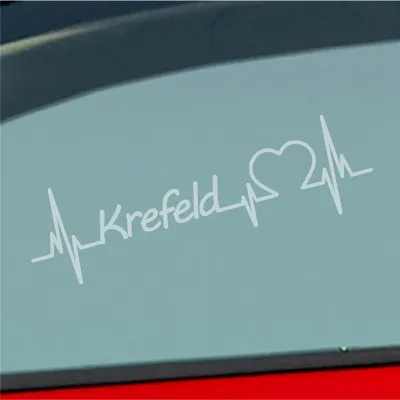 Produktbild von Auto Aufkleber Krefeld Herz Herzschlag 19x6 cm Milchglas Sticker Heckscheibenaufkleber