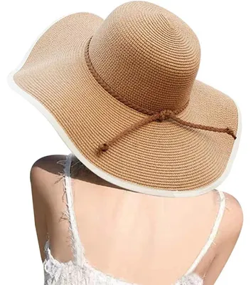 Produktbild von Strohhut Damen Breitkrempe Faltbar UPF 50+ Khaki Einheitsgröße