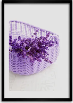 Produktbild von Bild - Bilderrahmen - 50 cm x 70 cm - MDF - Rahmen - Wandkunst Lavendel in einem Korb
