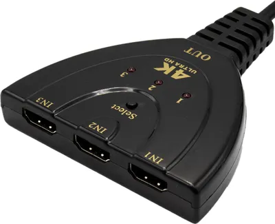 Produktbild von MMOBIEL MMOBIEL HDMI Switch Verteiler 4K HUB 3 Anschlüsse mit 50cm Kabel 1080p Full HD