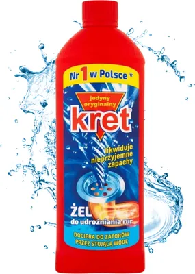 Zdjęcie produktu dla Czerwony Kret Żel do udrażniania rur 1 kg Udrażniacz do kanalizacji