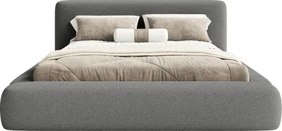 Produktbild von FEDVE Polsterbett Fummo aus Bouclé-Stoff 120x200 cm, Dunkelgrau