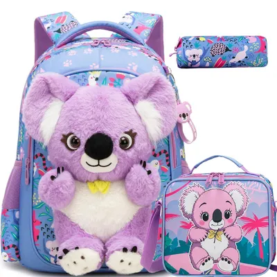 Produktbild von Schulranzen Set Mädchen Lila Koala 3-teilig mit Federmäppchen und Lunchtasche