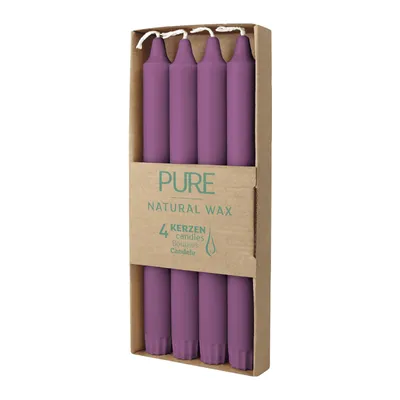 Produktbild von 100% PURE, NATURAL WAX, Stabkerze, Erika, WENZEL, 250/23 mm, Brenndauer ca. 10h, 100% plastikfreie Verpackung