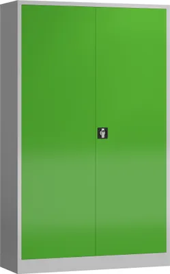 Produktbild von Metallschrank abschließbar Flügeltürenschrank 1945 x 1200 x 420 mm lichtgrau/gelbgrün X-530375