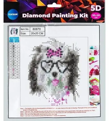 Obrázek produktu pro Diamentowa mozaika 5D - Pes v brýlích 20x20 80870