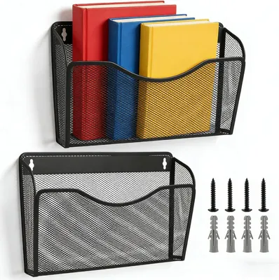 Produktbild von Wandmontierte Zeitungsständer Set, 4-teilig, 34,3 x 21,3 x 10,5 cm, schwarz, für Büro und Zuhause