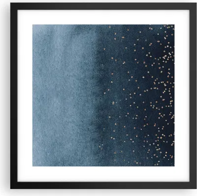 Produktbild von Gerahmtes Poster - Schwarzer Rahmen - Blau Golden Hintergrund - 40x40 cm - Wand Bild - Wanddeko - Wandbilder - Kunstposter - Wandposter - Bilderrahmen - Bilder - Kunstdruck - P2BAC40x40-5094