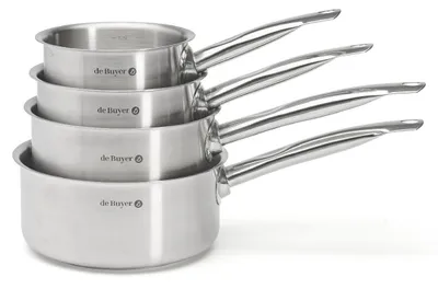 Produktbild von de Buyer Set aus 4 Stielkasserollen PRIM'APPETY, Edelstahl, 14/16/18/20 cm, Silber