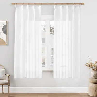 Obrázok produktu pre Záclony s riasiacou páskou 120 x 140 cm, 2-dielna súprava, biela, pre obývaciu izbu