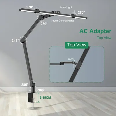 Produktbild von LED-Schreibtischlampe mit Klemme - Architektenlampe - 4 Lichtmodi - Dimmbar - LED-Beleuchtung - Aluminium - EU-Stecker - Typ A