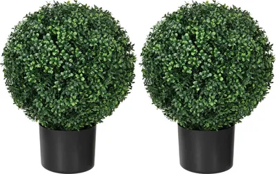 Zdjęcie produktu dla Sztuczne rośliny, zestaw 2 odpornych na promieniowanie UV sztucznych roślin w doniczce, drzewa pudełkowe 52 cm, roślina doniczkowa do ogrodu, salon, zielony