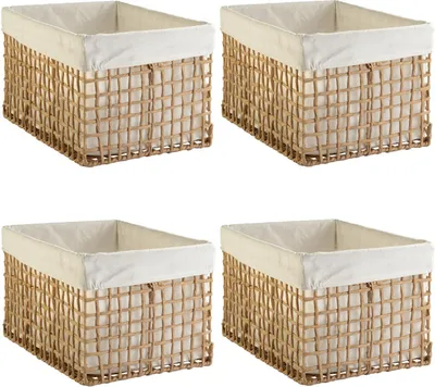 Produktbild von Aufbewahrungskörbe - 40 x 25 cm - Beige - Braun - mit Stoffeinsatz - 4er Set