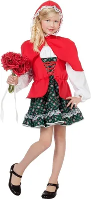 Produktbild von W3422-140 rot-grün Kinder Kleid Rotkäppchenkostüm Gr.140
