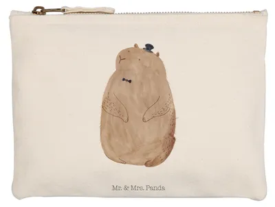 Produktbild von Mr. & Mrs. Panda Kulturtasche Murmeltier Grösse XL Große - Weiß - Geschenk, Schulmäppchen, Federmappe, Pouch, Etui, Knigge, Respekt, Kosmetiktasche, Fröhlichkeit, Anstand