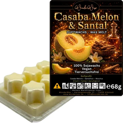 Produktbild von WonderWax Duftwachs Wax Melts für Duftlampe, 6 Sterne Duftmelt Wachsmelt Sojawachs Duftwachs Würfel für Raumdüfte, Wachs Duftöl Winter Indoor Schmelzen für Aromalampe Casaba Melon & Santal