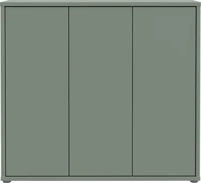 Produktbild von Forte ALICE SPRINGS Schuhschrank 100 110, moderner Flurschrank mit 3 Türen und 8 Einlegeböden, Holzwerkstoff, Salbei, 109,2 cm breit x 99,1 cm hoch x 34,9 cm tief