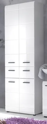 Obrázek produktu pro trendteam Koupelnová skříňka Skin/Gloss/Line White Decor/White High Gloss Deep Draw 60 x 182 x 31 cm