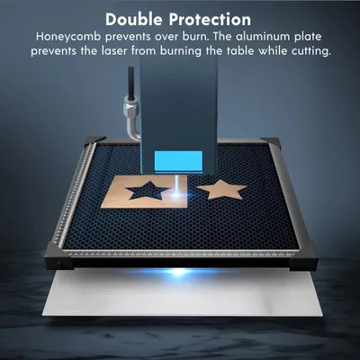 Obrázek produktu pro Laserová podložka Honeycomb – podložka pro laserové gravírování 44 x 44 x 2,2 cm – voštinová struktura – vhodná pro většinu laserových gravírek – chrání pracovní stůl