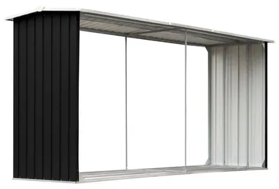 Obrázok produktu pre Skladisko na drevo – Držiak na drevo do krbu – 330 x 92 x 153 cm – Pozinkovaná oceľ – Konštrukcia s otvorenou ventiláciou
