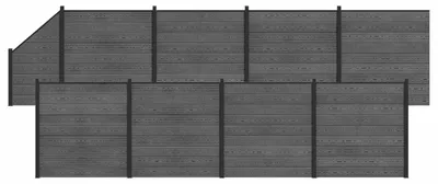 Produktbild von vidaXL zaunset 9 Stk. 1484 x 186 cm WPC und Aluminium Grau