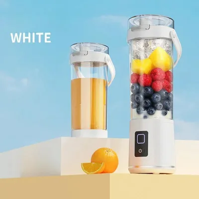 Produktbild von Tragbarer Standmixer, 600ml Smoothie Maker, Elektrischer Entsafter mit 12 Klingen, USB aufladbar, Mini Mixer für Sport, Reise, Camping, BPA-frei, Weiß