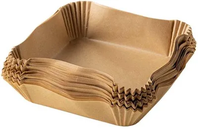 Zdjęcie produktu dla 100 sztuk papieru do frytkownicy powietrznej, brązowego, kwadratowego, do blachy do pieczenia i piekarnika
