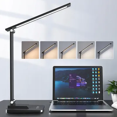 Produktbild von LED Schreibtischlampe Schwarz Verstellbar USB Schreibtischlicht