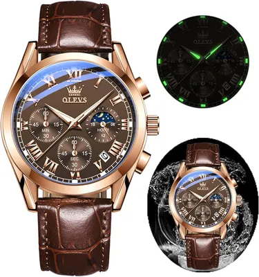 Produktbild von OLEVS Herren Chronograph Quarzuhr, Leuchtende Uhr für Männer, Elegantes Design, Modische Freizeitarmbanduhr, Hochwertiges Edelstahlgehäuse, Präzise