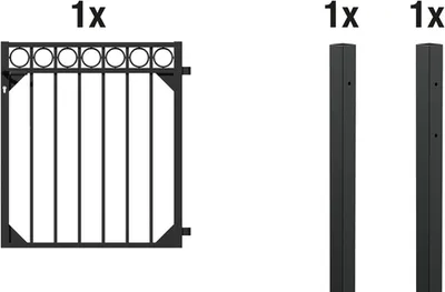 Produktbild von Alberts Einzeltor-Set für Zaunsystem Circle, Höhe 100 cm, Breite 96,5 cm, matt schwarz, zum Einbetonieren