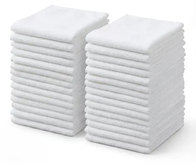 Produktbild von Mikrofaser Waschlappen 30 Stück Weiß 25 x 25 cm