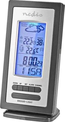 Obrázek produktu pro Meteostanice | Vnitřní i venkovní použití | Bezdrátové čidlo počasí v balení | Předpověď počasí | Zobrazení času | LCD displej | Funkce budíku