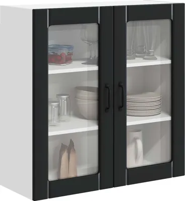 Obrázok produktu pre vidaXL Nástenná sklenená skriňa LUCCA, čierna, 80 x 31 x 80 cm, drevotrieska