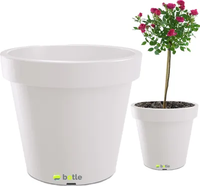Obrázek produktu pro Kulatý květináč Ø 58 cm velký 55 L Bílý pro pěstování, zahrada na terase