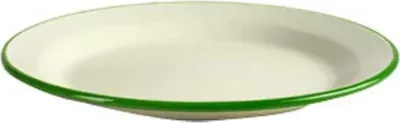 Produktbild von Emailleteller mit grünem Rand 26cm