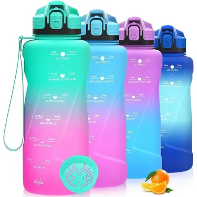 Produktbild von Sport Trinkflasche 500ml - 2L Auslaufsicher BPA-frei Tritan mit Zeitmarkierung