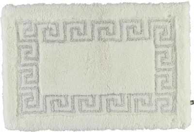 Produktbild von Rhomtuft Badteppich Mäander  rund   120 cm  Farbe  weiss/weiss-silberlurex