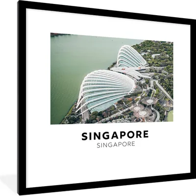 Produktbild von MuchoWow® Gerahmtes Poster Singapur - Architektur - Wasser 40x40 cm - Poster mit Schwarzem Bilderrahmen Wandposter Rahmen Foto Bilder - Poster - Plakat im Rahmen