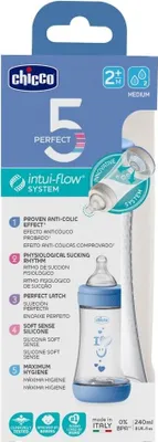 Image de Biberon CHICCO Perfect5 silicone 240ml garçon