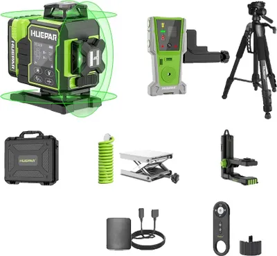 Image de Niveau laser, mesure 4x360°, base électrique rotative, écran LCD, set-4