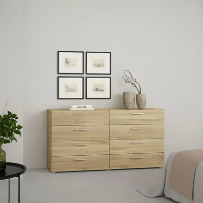 Image de Phethai - Buffet, 140x40x82h cm Chêne Marron, 8 Tiroirs