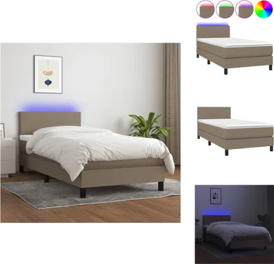Produktbild von vidaXL Boxspringbett mit Matratze & LED Taupe 90x200 cm Stoff -  Betten & Bettgestelle