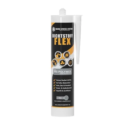 Produktbild von Dichtstoff FLEX 290ml Grau – Elastischer Fugendichtstoff für Dach, Bad & Bau, wasserdicht, UV- & witterungsbeständig, überstreichbar, lösemittelfrei