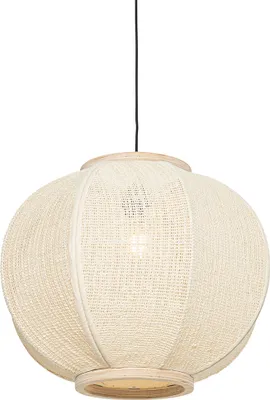 Produktbild von QAZQA - Orientalisch Orientalische Hängelampe I Pendellampe I Pendelleuchte Naturstoff 48 cm - Rob I Wohnzimmer I Schlafzimmer - Textil Rund - LED geeignet E27